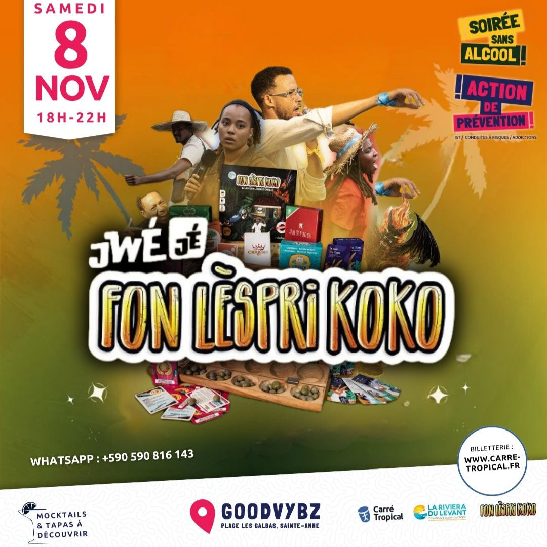 GUADELOUPE : JwéJé FonLèspriKoko 🌴 Soirée jeux culturelle immersive, au restaurant GOODVYBZ