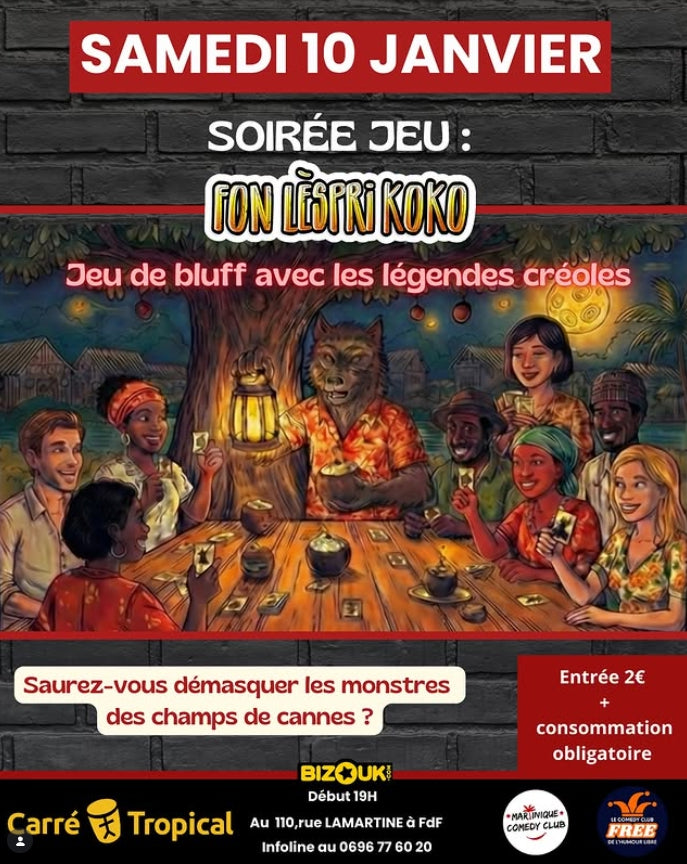 Soirée jeux FonLèspriKoko 🟣 au Martinique Comedy Club | avec Konkwest 🐚