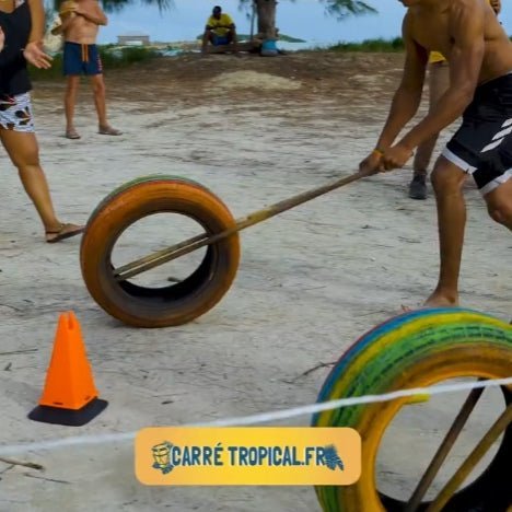 RELAIS JEUX TRADITIONNELS & MODERNES 🏖️🏆🏃🏽♂️ Animation sur la plage | KOUS AN SAK (course en toiles de jute), KOUS A WOU (course de pneus), PADDLE OU KAYAK, et/ou CHAS PANN (transport d'eau avec contraintes), - Carré Tropicaljusqu'à 20 personnes