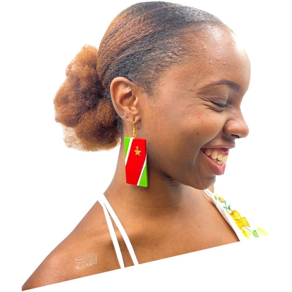 Boucles d'oreilles Gwadeloupe Flag - Carré Tropical