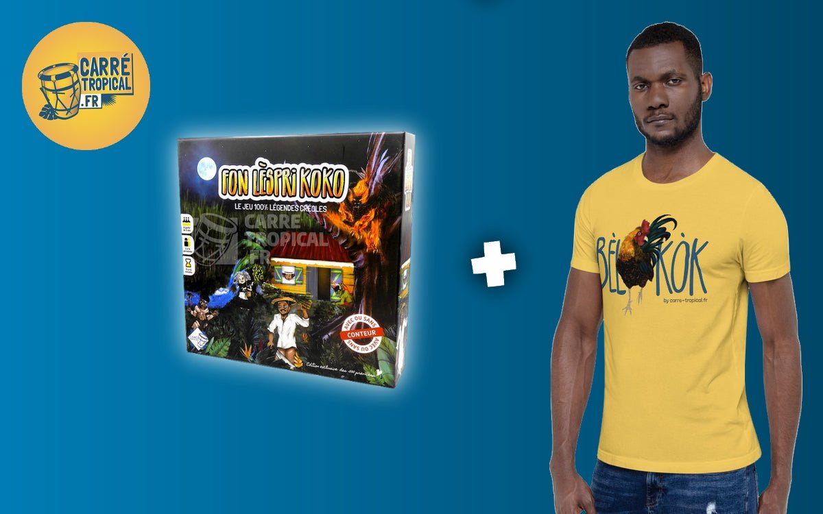 Cagnotte en ligne 💰 Soutenez Damien & les créateurs culturels - Carré TropicalWOULÉ JÉNÈS = panier tropical surprise + t-shirt BèlKòk + boîte FonLèspriKoko | Livraison offerteJeux