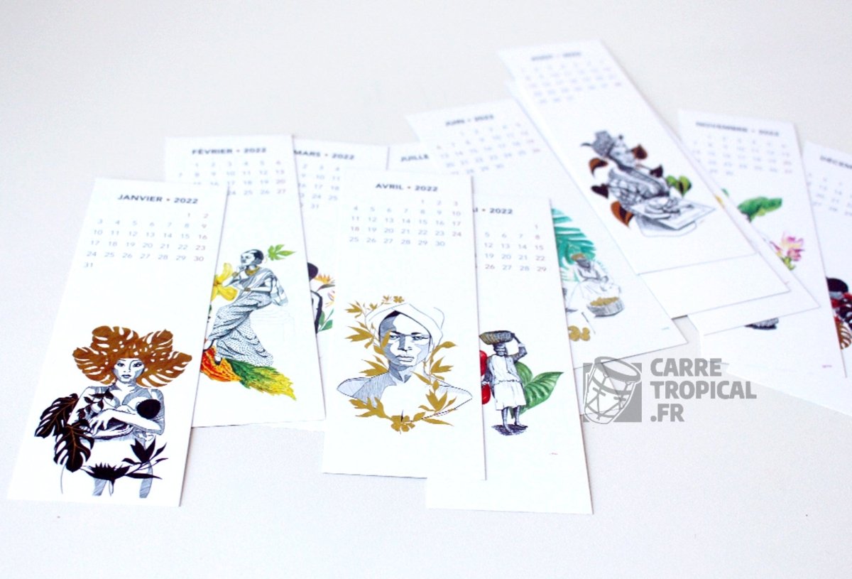 CALENDRIER 2022 đż Nouvel an tropical avec les marque-pages KARIB COLORS | Par Emilie Bosc - CarrĂ© Tropical