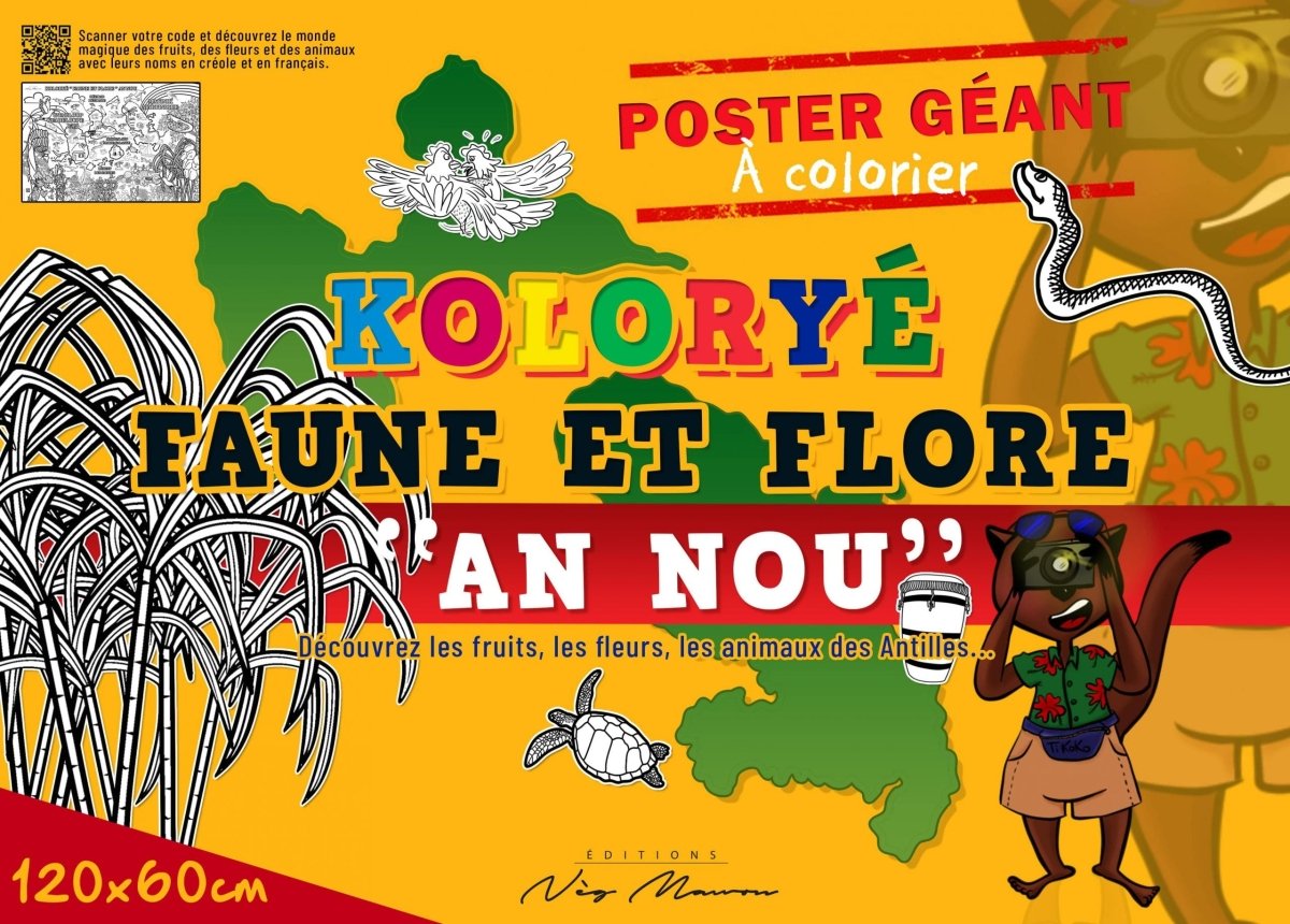 KOLORYÉ FAUNE ET FLORE « AN NOU » 🎨 coloriage poster Géant des Antilles | Par Didyer Mannette - Carré TropicalAffiches, reproductions et œuvres graphiques