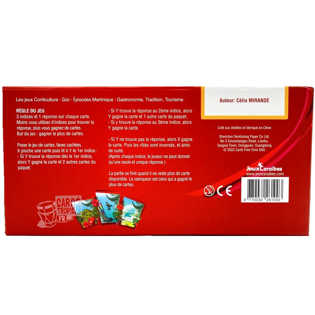 QUIZ MARTINIQUE TRIO #1 đ„ Pack (Gastronomie, Tourisme, Tradition) Le jeu de cartes conficulture | par CĂ©lio Mirande - CarrĂ© TropicalJeux de cartes
