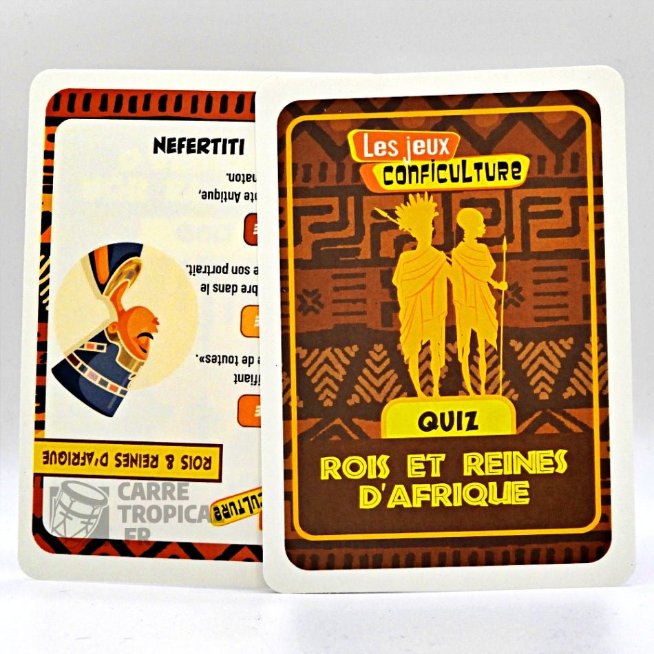 QUIZ ROIS ET REINES D'AFRIQUE đ Le jeu de cartes Conficulture | par CĂ©lio Mirande - CarrĂ© TropicalJeux de cartes