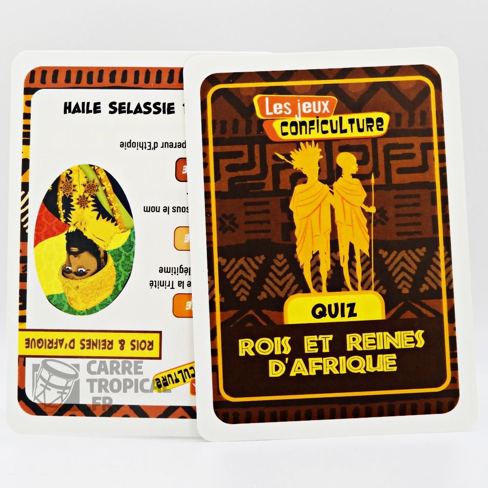 QUIZ ROIS ET REINES D'AFRIQUE đ Le jeu de cartes Conficulture | par CĂ©lio Mirande - CarrĂ© TropicalJeux de cartes
