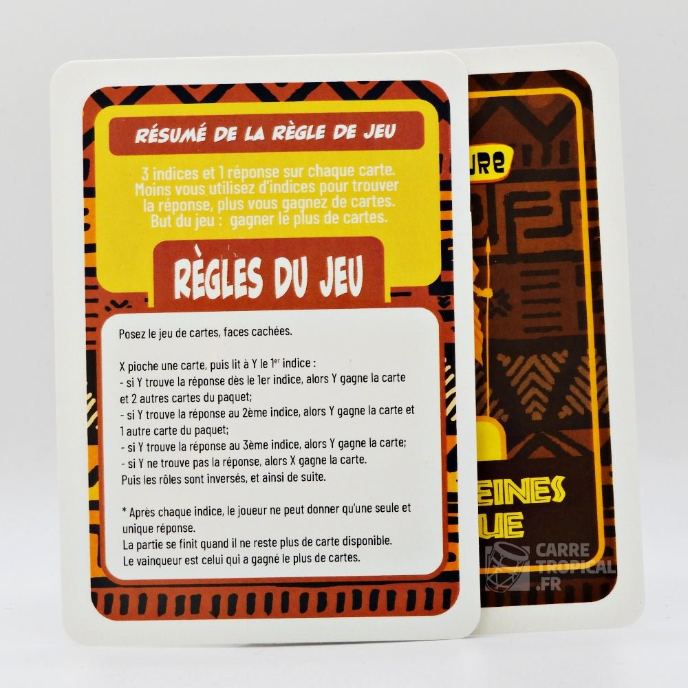 QUIZ ROIS ET REINES D'AFRIQUE đ Le jeu de cartes Conficulture | par CĂ©lio Mirande - CarrĂ© TropicalJeux de cartes