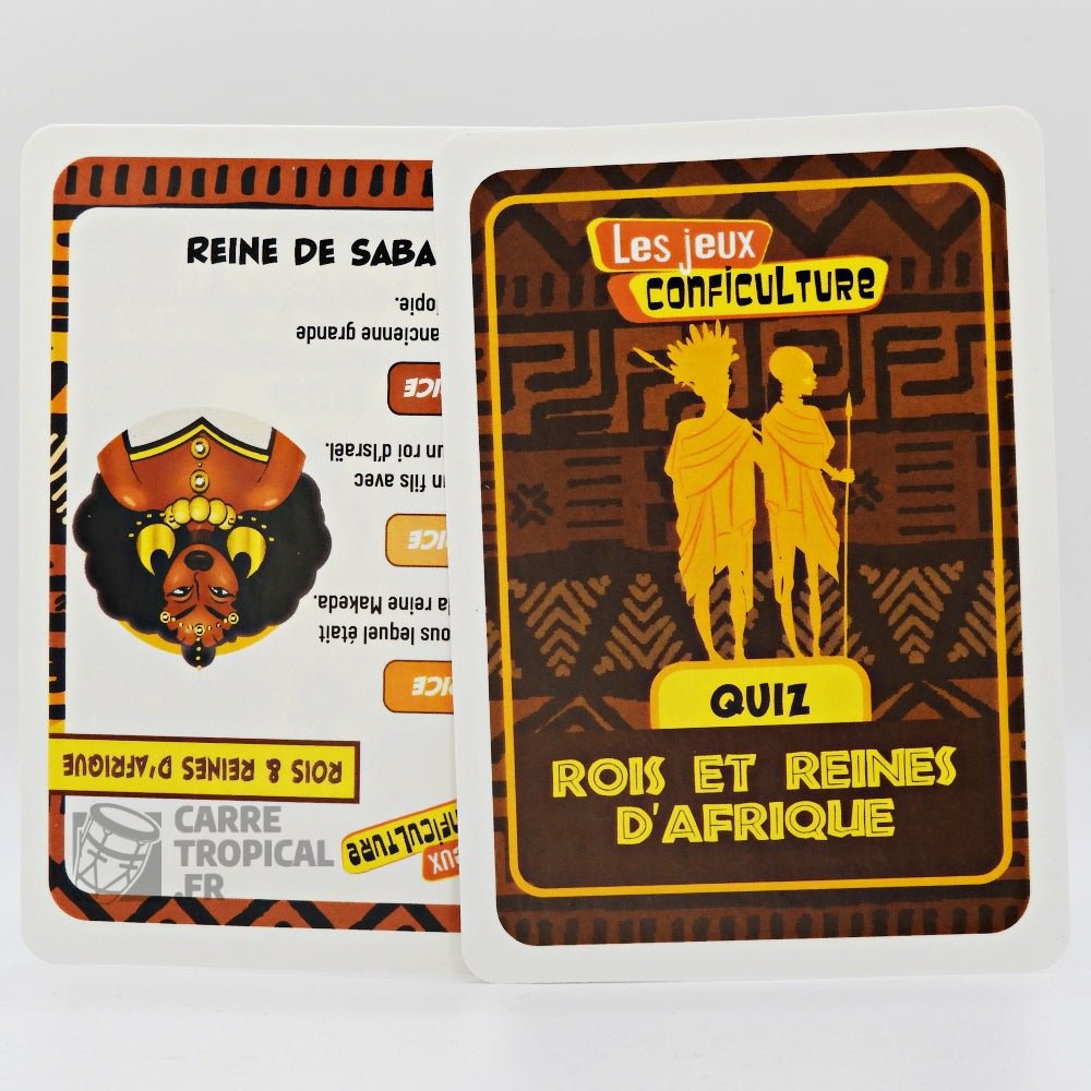 QUIZ ROIS ET REINES D'AFRIQUE đ Le jeu de cartes Conficulture | par CĂ©lio Mirande - CarrĂ© TropicalJeux de cartes