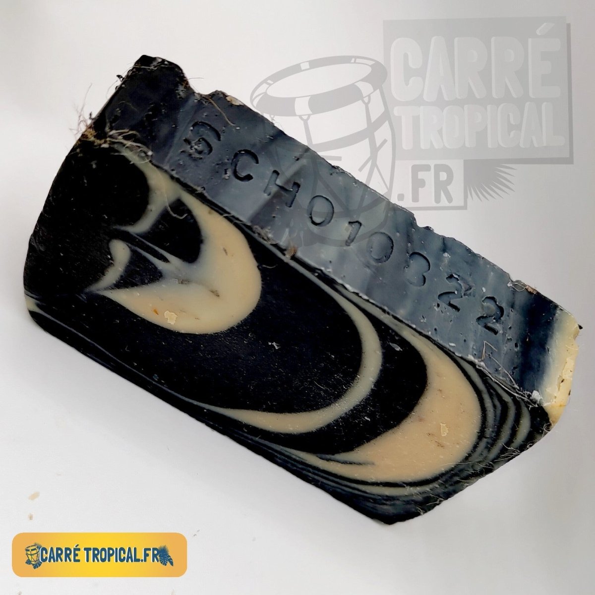 Savon charbon actif ⚫ surgras naturel artisanal solide | Par Stéphanie Ronce - Carré TropicalBloc (80g)savon