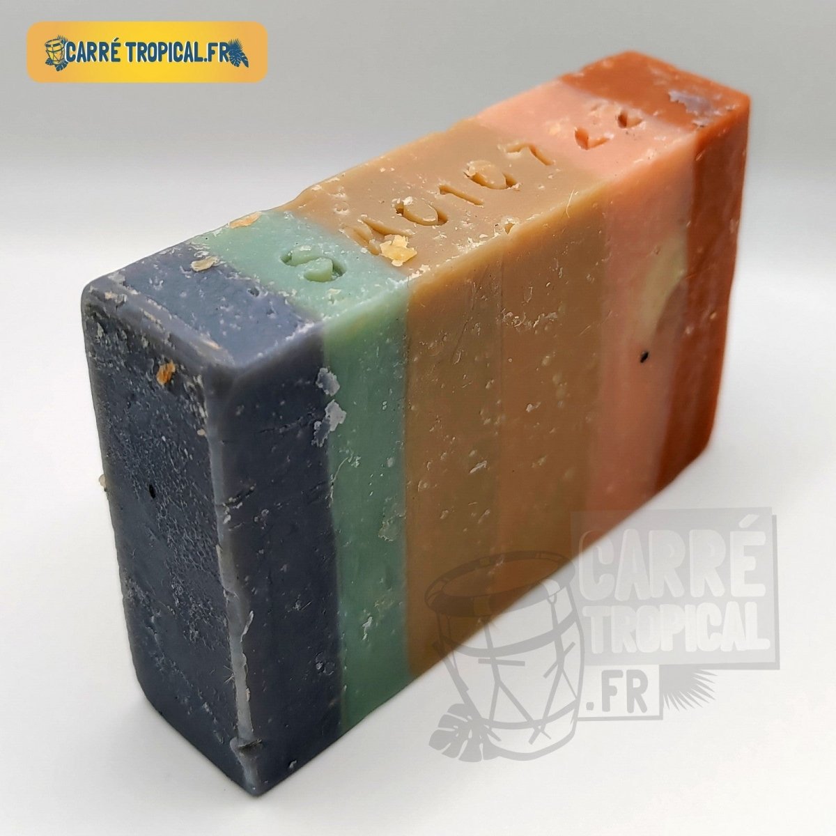 Savon monoï arc-en-ciel 🌈 surgras naturel artisanal solide | Par Stéphanie Ronce - Carré TropicalBloc (80g)savon