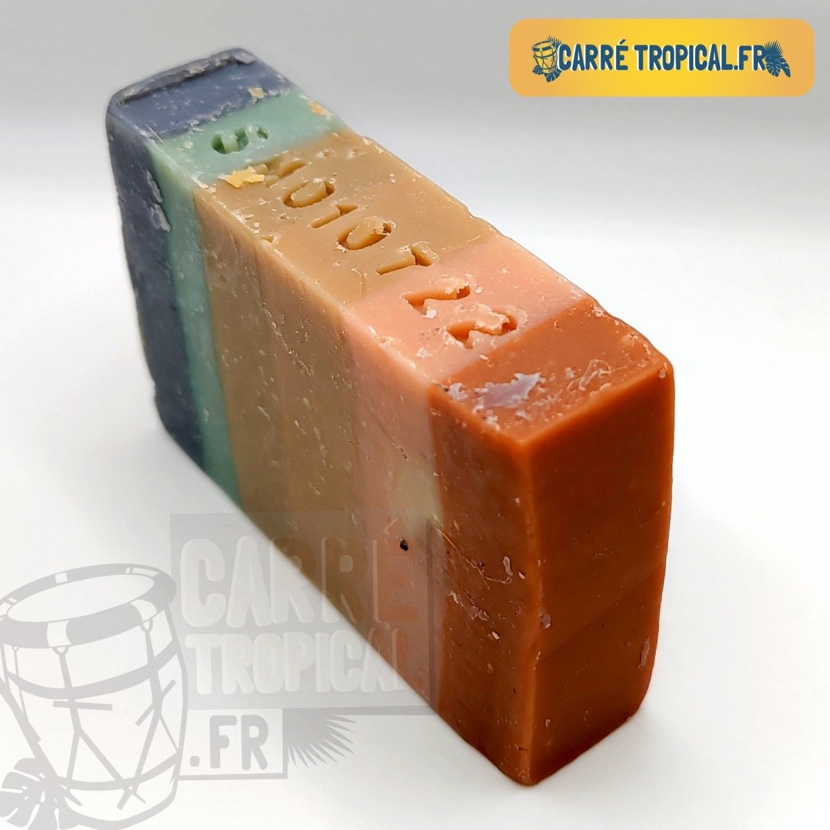 Savon monoï arc-en-ciel 🌈 surgras naturel artisanal solide | Par Stéphanie Ronce - Carré TropicalBloc (80g)savon