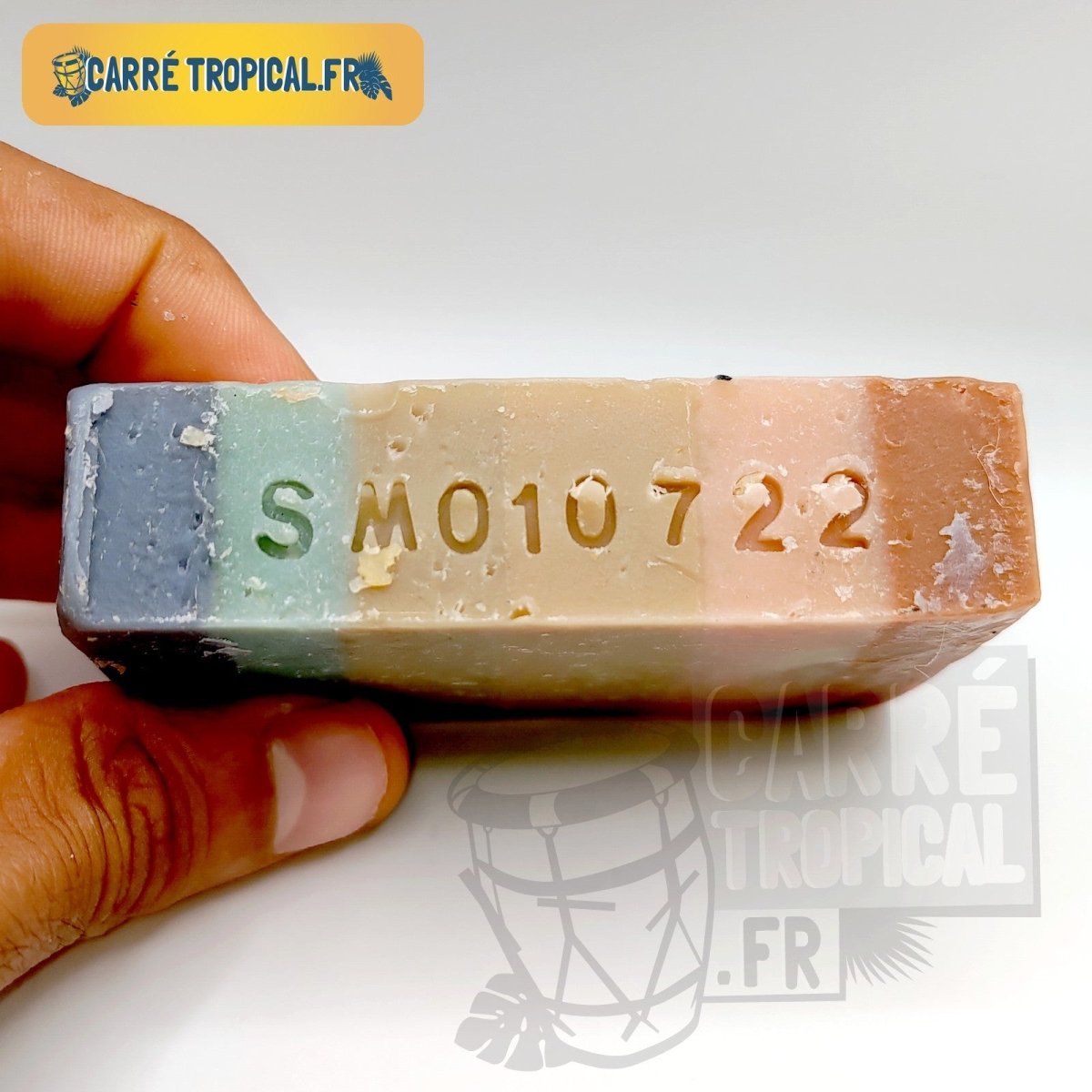 Savon monoï arc-en-ciel 🌈 surgras naturel artisanal solide | Par Stéphanie Ronce - Carré TropicalBloc (80g)savon