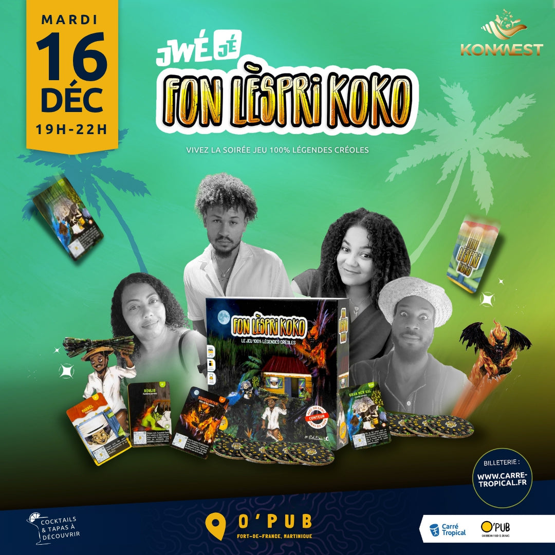 MARTINIQUE : JwéJé FonLèspriKoko 👹 Soirée jeux & quiz avec Konkwest, O'PUB