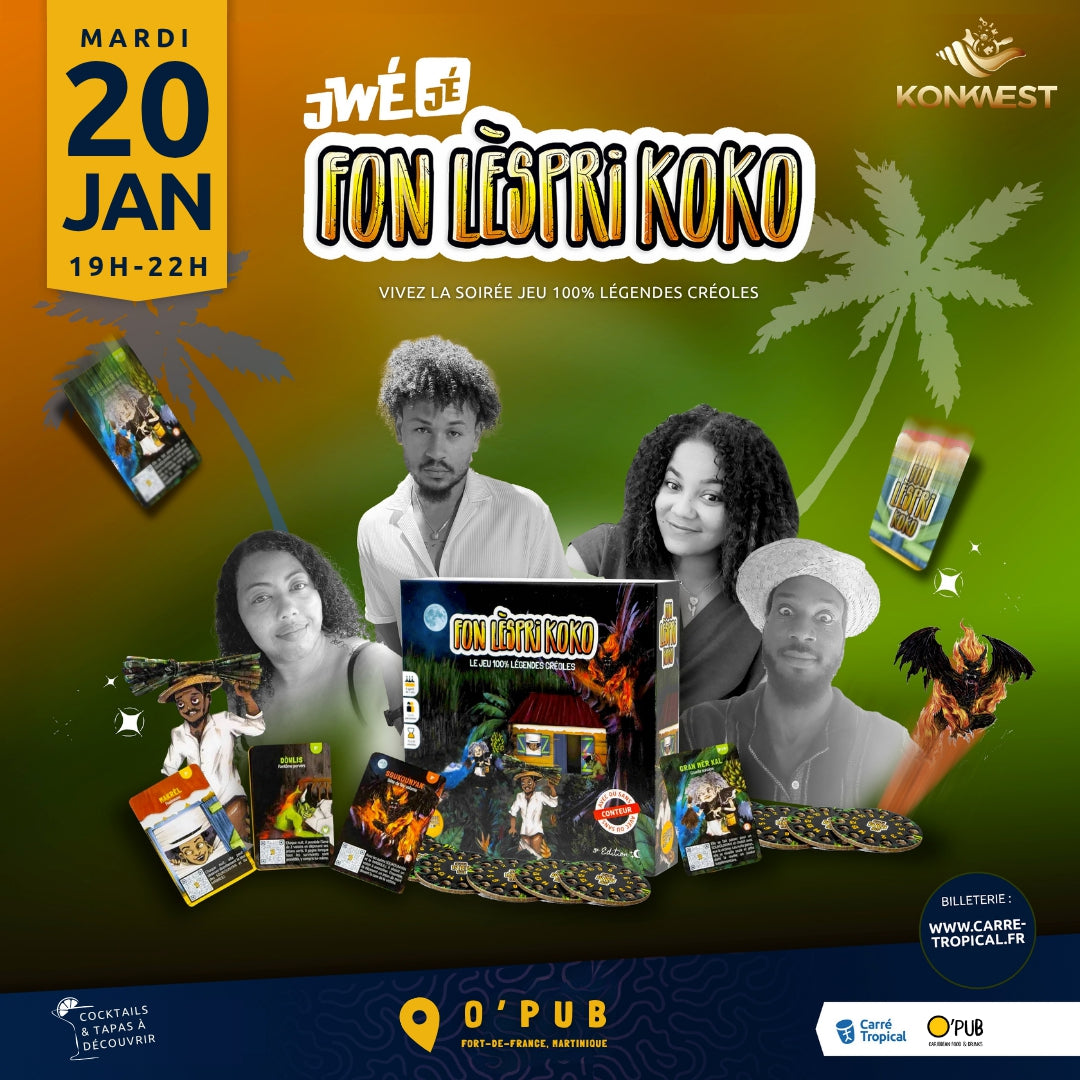 MARTINIQUE : JwéJé FonLèspriKoko 👹 Soirée jeux & quiz avec Konkwest, O'PUB