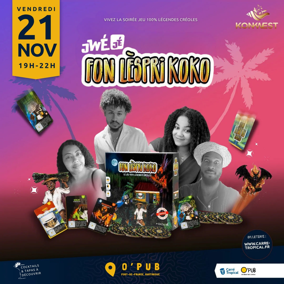 MARTINIQUE : JwéJé FonLèspriKoko 👹 Soirée jeux & quiz avec Konkwest, O'PUB