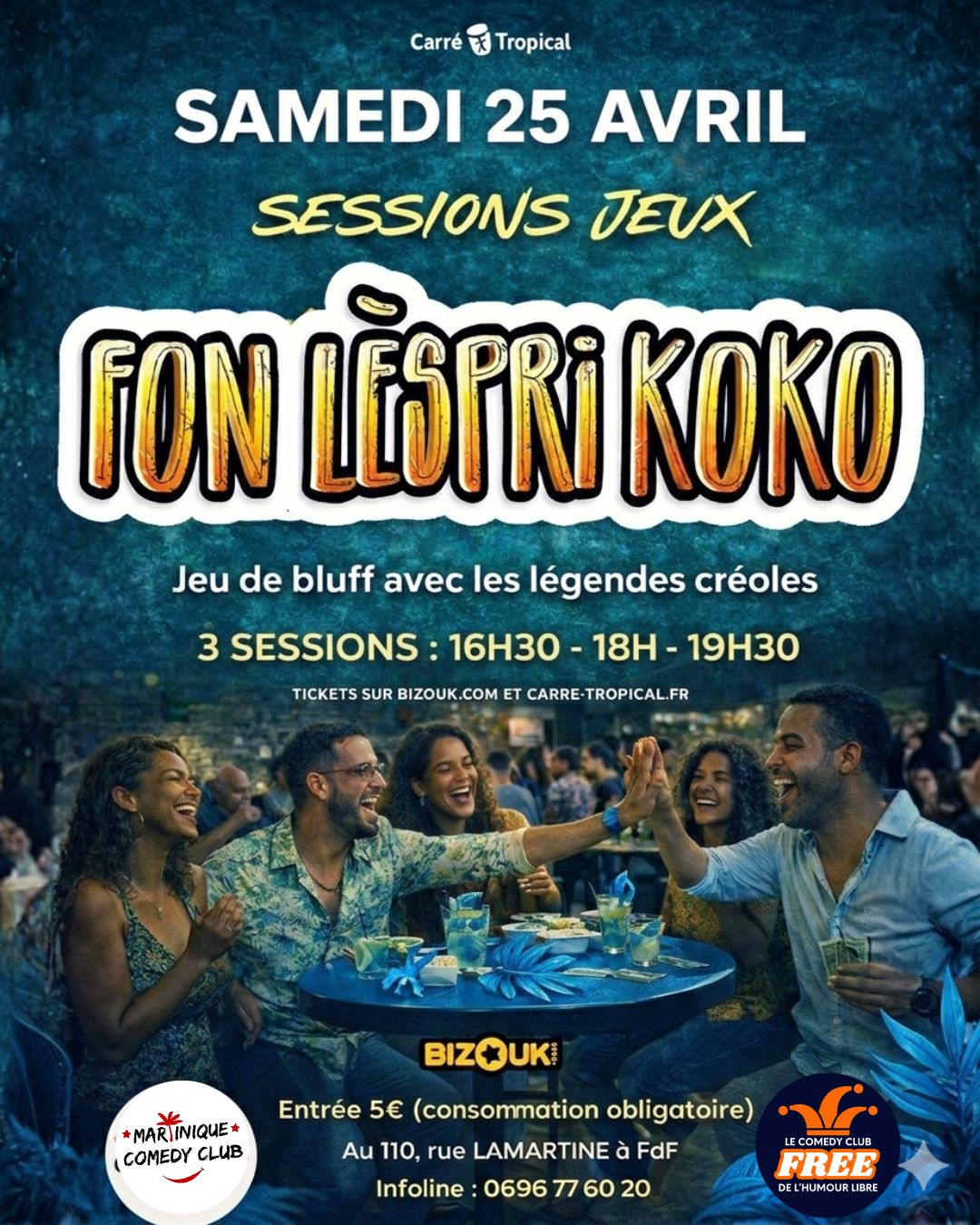 Soirée jeux FonLèspriKoko 🟣 au Martinique Comedy Club | avec Konkwest 🐚