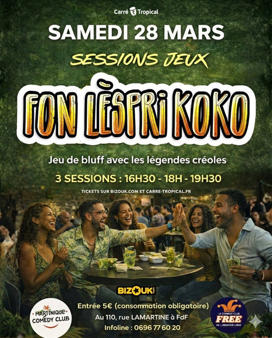 MARTINIQUE : JwéJé FonLèspriKoko 👹 Soirée jeux & quiz avec Konkwest, O'PUB