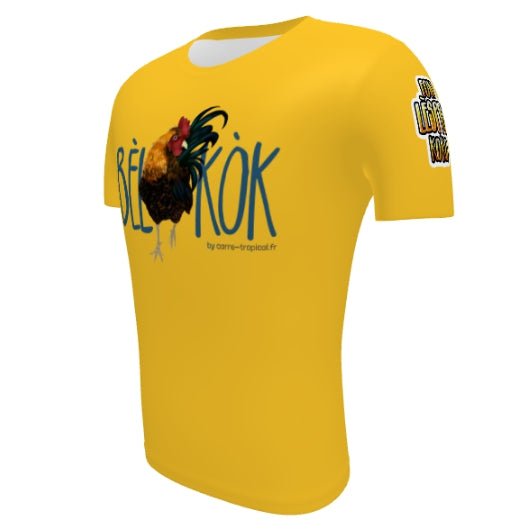 BÈL KÒK 🐓 T-shirt jaune en coton bio équitable | par Carré-Tropical.fr - Carré TropicalXL