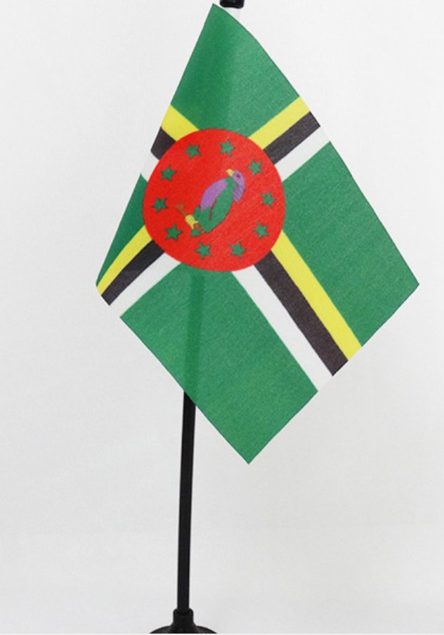 DRAPEAU DE LA DOMINIQUE 🇩🇲 L'île nature | par Carré Tropical - Carré Tropical(XS) 15x10cm avec support de bureaudrapeaux