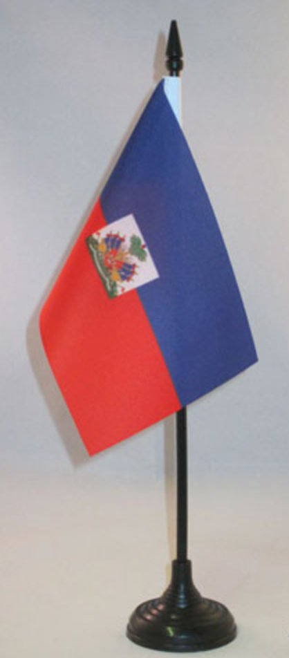 DRAPEAU HAÏTI 🇭🇹 HT Répiblik d'Ayiti | par Carré Tropical - Carré Tropical(XS) 15x10cm avec support de bureaudrapeaux