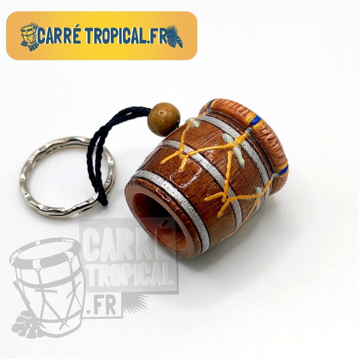 Porte-clés artisanal tambour 🎶🟤 miniature Ka modèle réduit fait-main | Par Penelope Frantz - Carré Tropicalporte-clé