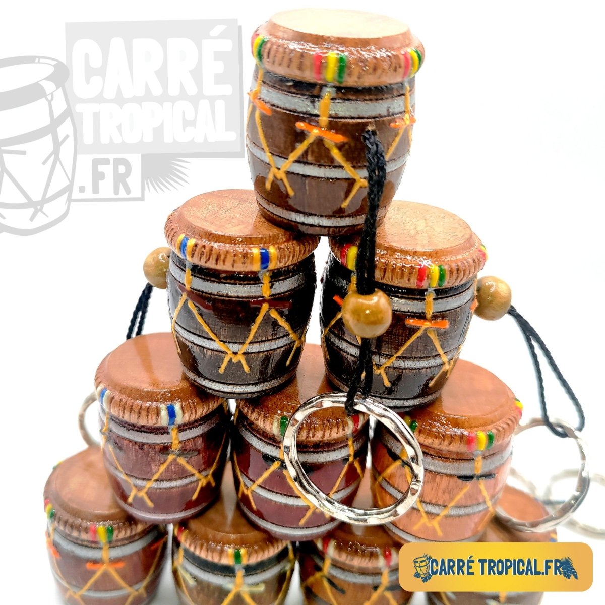 Porte-clés artisanal tambour 🎶🟤 miniature Ka modèle réduit fait-main | Par Penelope Frantz - Carré Tropicalporte-clé